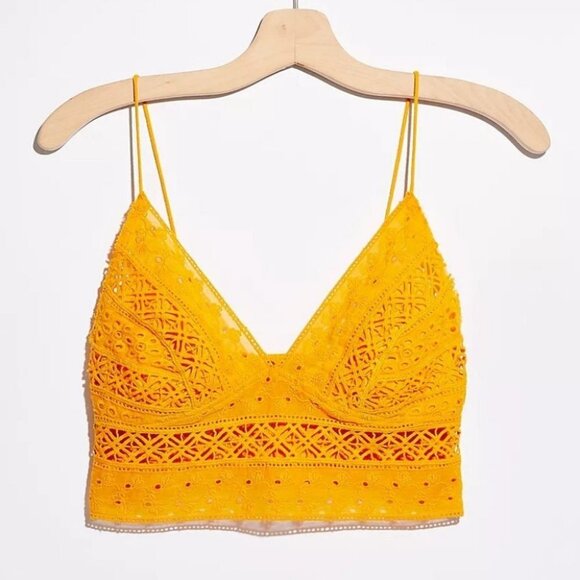 NWT Free People Mango Carina Crochet Bralette Bright Orange Size Medium Boho New - Picture 1 of 7
